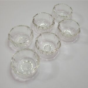 Open Salt Cellar Dip Vintage Antique Crystal Glass Lot of 6 Deep Cut